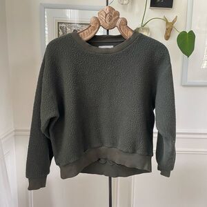Everlane Renew Berber Fleece Crewneck Sweatshirt Moss Green L